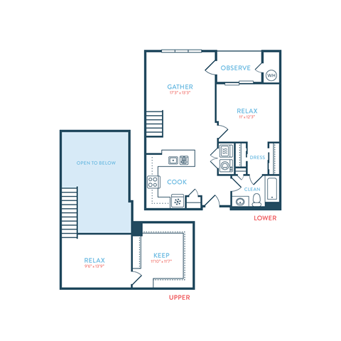 Floor plan for 1 bed, 1 bath, 1120 sqft